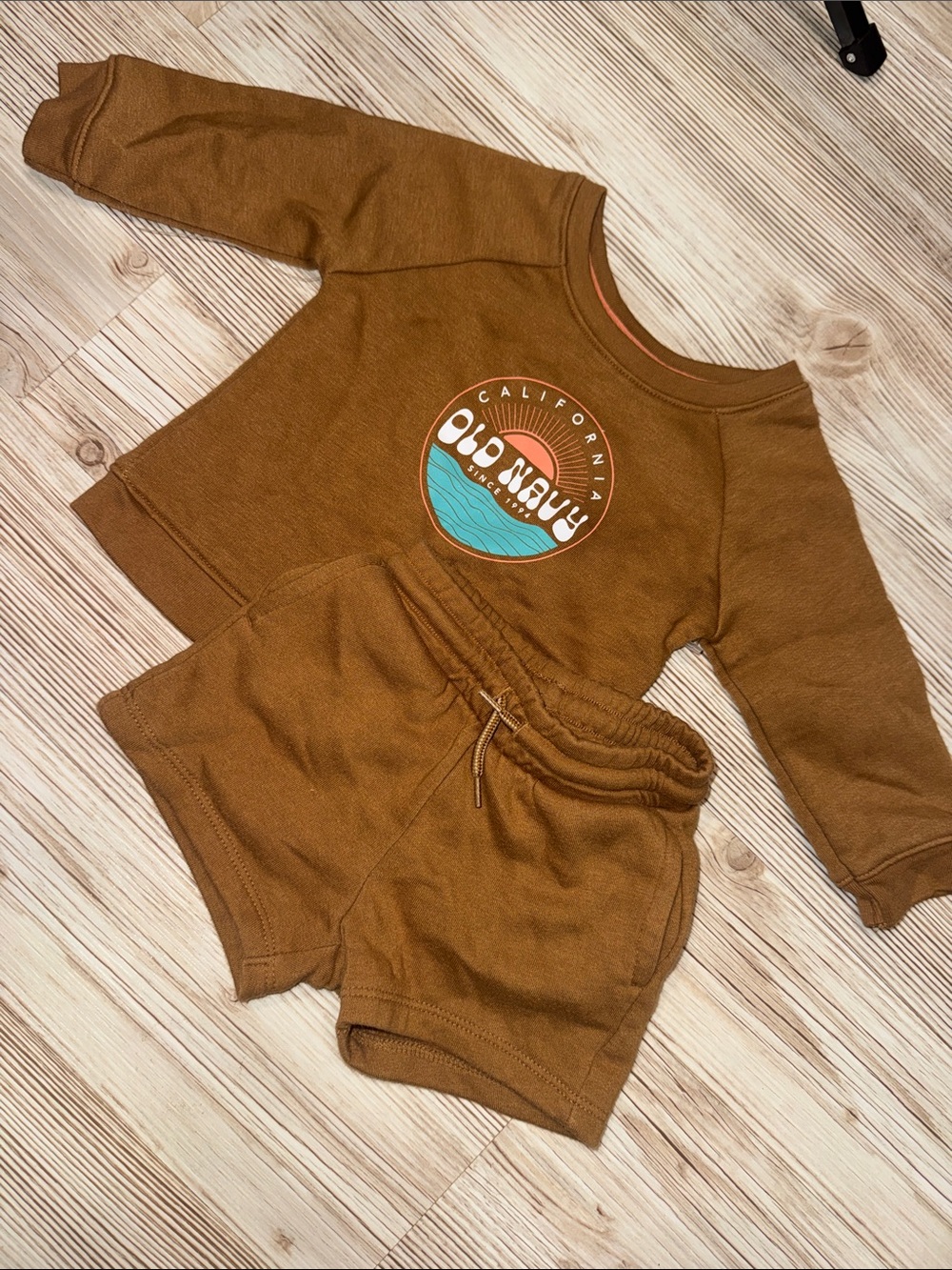 NWOT Old Navy Brown Two-Piece Sweatshirt & Shorts Set